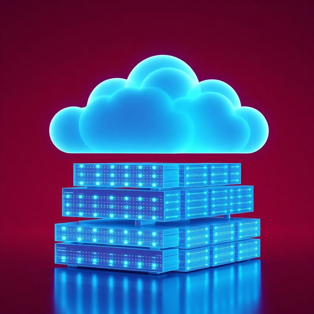 Cloud storage stacks with sky blue LED drives
